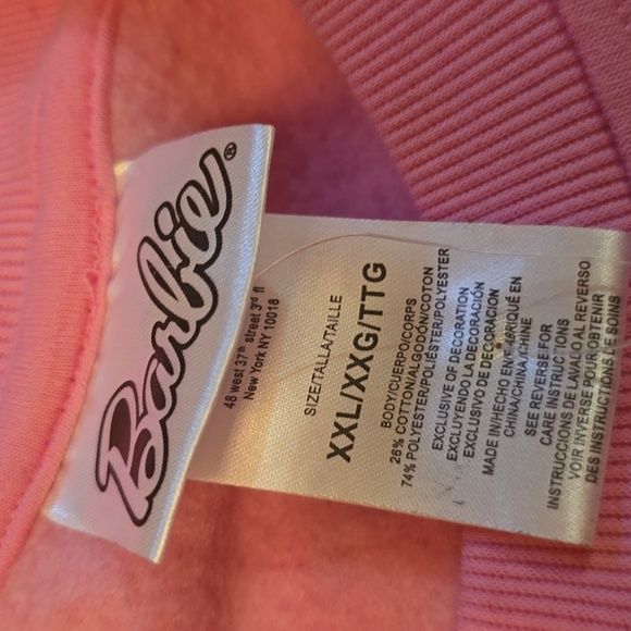 New Malibu Barbie Women's Size‎ XXL Pink Sweatshirt Tropical Barbie Silhouette - Picture 6 of 8